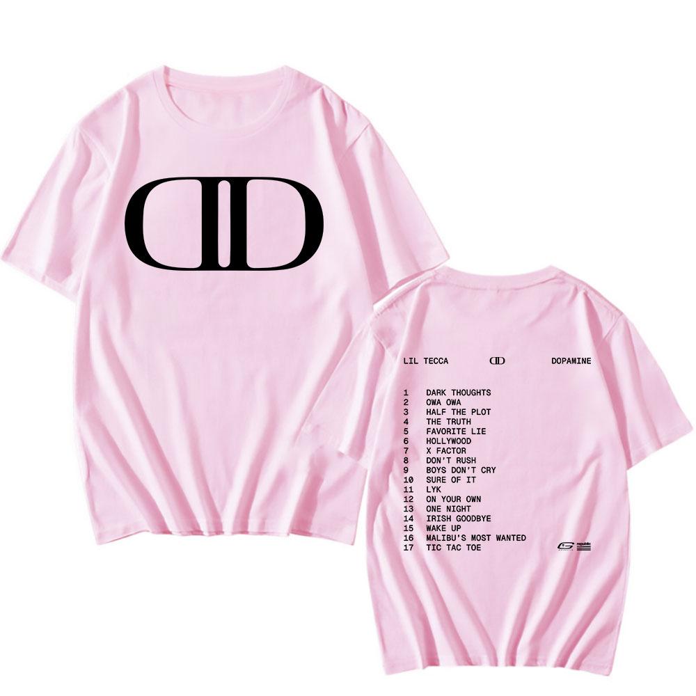 Lil Tecca DOPAMINE Футболка с альбомом, рэперский графический принт, модные футболки, футболка с коротким рукавом, хлопковая футболка, унисекс, уличная одежда, хип-хоп, мужские футболки