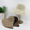 Temperament Lace Strap Straw Hat Bucket Hat Female Summer Versatile Sunshade Sun Protection Beach Straw Hat