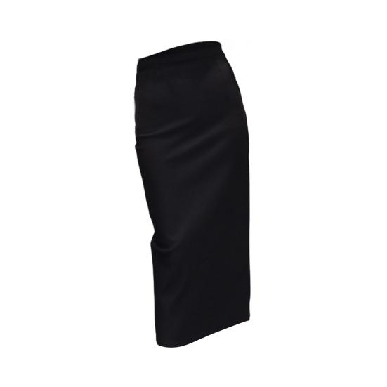 Women Long Skirt High Waist Solid Color Back Slit Design Hip Wrapped Midi Skirt Office Lady