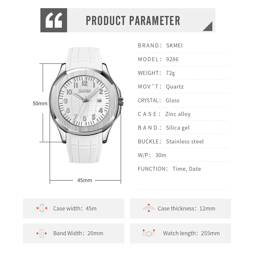 Силиконовые спортивные водонепроницаемые наручные часы стильные повседневные брендовые аналоговые часы для джентльмена большие арабские цифры легко читаемый циферблат дата флуоресцентная роскошь