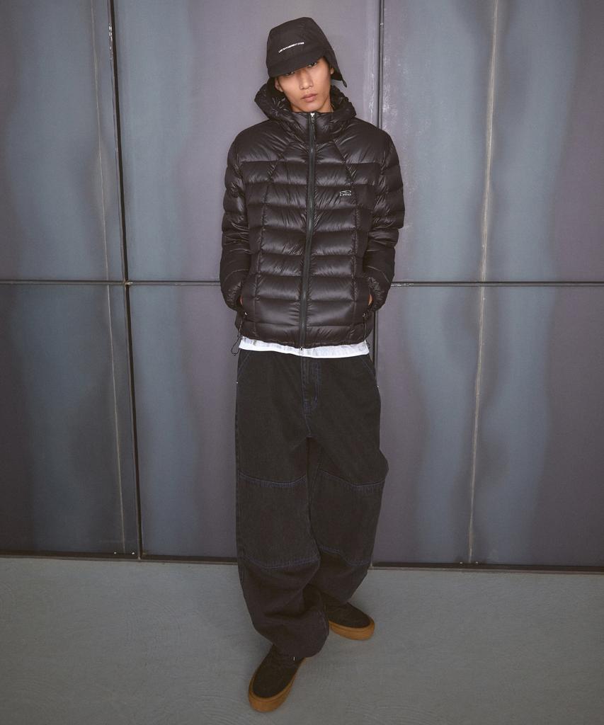 Lmc Oval Globe Light Weight Hooded Down Jacket Light Gray
