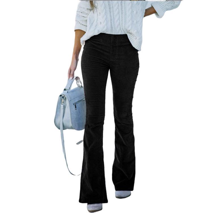 Женские облегающие брюки с высокой талией и микроклеш из вельвета