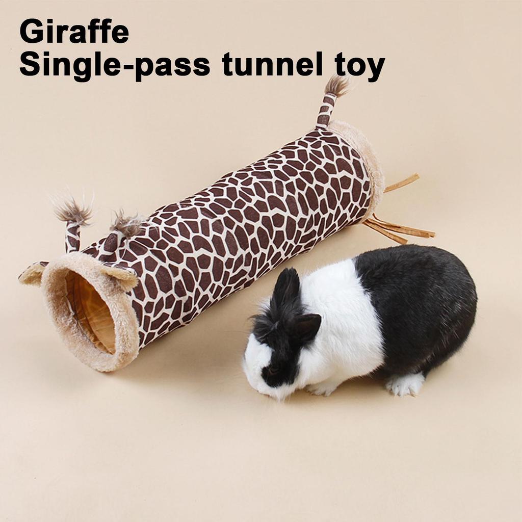 Hamster Tunnel Foldable Sleeping Shelter Enrichment Giraffe Design Warm Ferret Tube For Dwarf Bunny Hamster Hedgehog Ferret