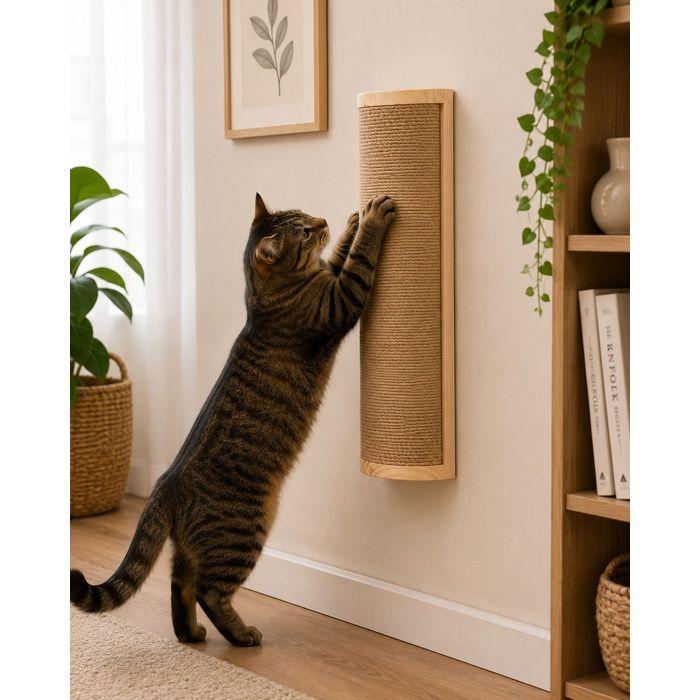 Planche à griffer murale - EDEN - Salem - demi-rond bois - surface jute 4 mm - 50 cm