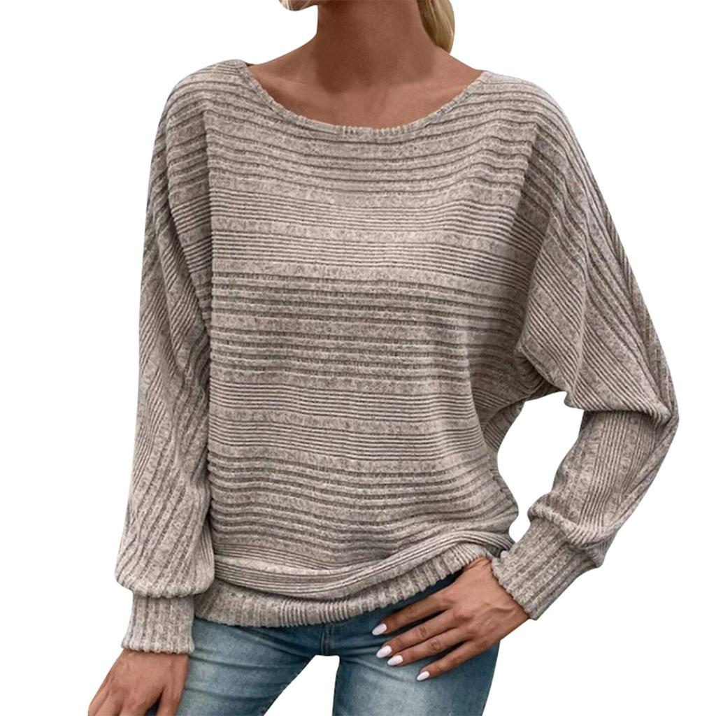 Женская мода повседневный однотонный длинный рукав круглый вырез пэчворк пуловер топ