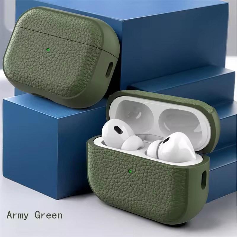 Чехол из кожи с текстурой для Apple Airpods 1/2 3 4 Pro 2 Wrieless Bluetooth Earphone Protective Cover Anti Lost Headphone Bag