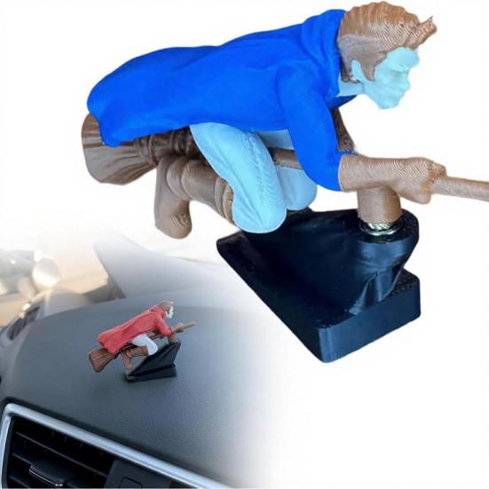 Декор для автомобиля Динамический эффект полета Игрушка со стабильным нескользящим основанием Приборная панель автомобиля Летающая кукла Дрифт Поворот Волшебник Метла Декор