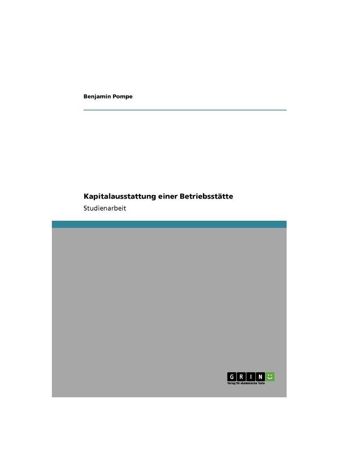 The Kapitalausstattung Einer Betriebsstätte Book