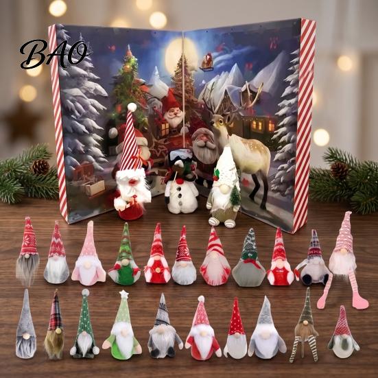 Christmas Countdown Gift for Kids 2026 Gnome Advent Calendar, 24 Day Box Set with Faceless Tree Hanging Pendants Plush Dolls, Xmas Ornaments