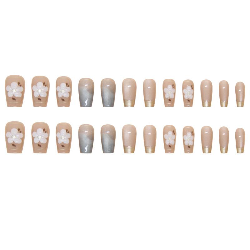 Cat's eye wearing nail piece Removable flower nail piece Larkin French manicure piece Advanced sense smudge nail patch
