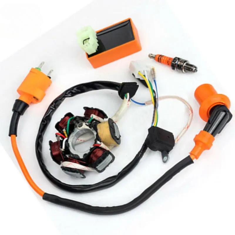 4 шт./компл. Гоночная катушка зажигания CDI Свеча зажигания Мопед Магнето Статор Для 49 50CC GY6 Скутер Двигатель На базе Скутеры Картинг Мопеды