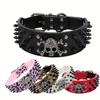 Cool Punk Spiked Dog Collar, Skull Studded Leather for Large Breeds Golden Retriever Husky Border Collie