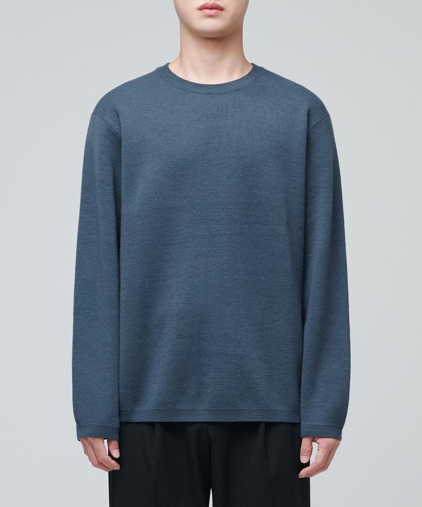 MUSINSA STANDARD Minimal Crew Neck Knit [Midnight Blue]