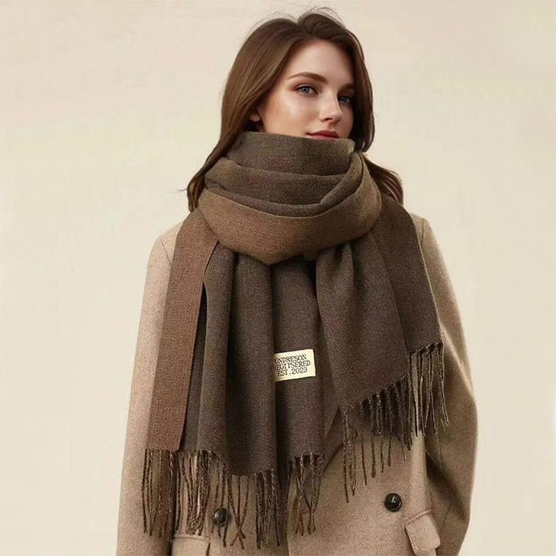 100% Wool Winter Narrow Scarf for Men's and Women's Universal Warm Solid Color Scarf and Cold-Proof Scarves Poncho