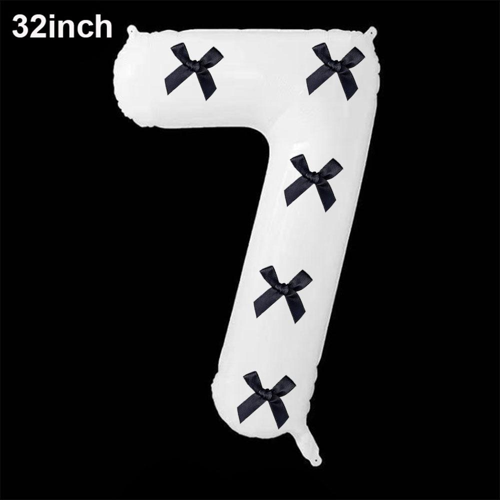 32inch Aluminum Film Black Bow Number Balloons Ribbon Bows Balloons for Birthday Decoration Supplies Anniversary Number Balloons