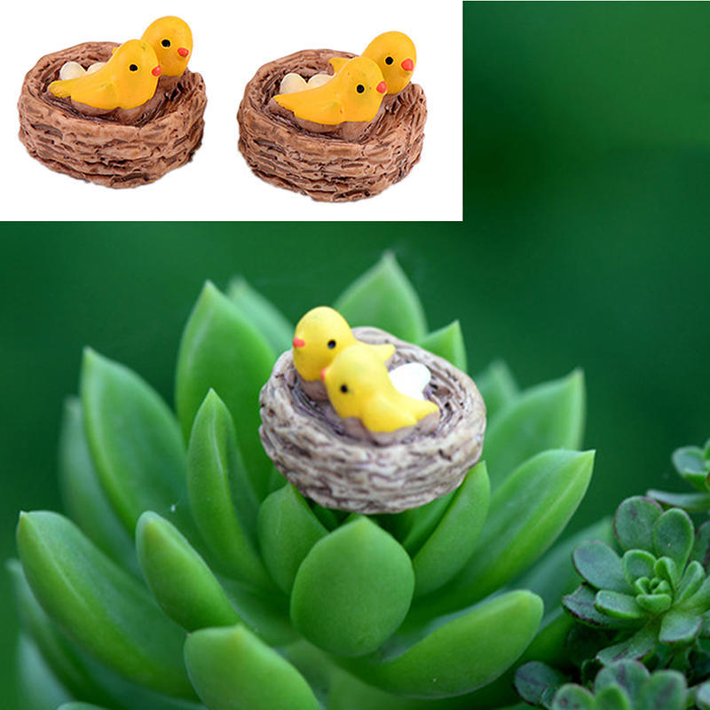 Mini Nest With Birds Fairy Garden Miniatures Gnomes Moss Terrariums Resin Crafts Figurines For Home Decoration Accessories