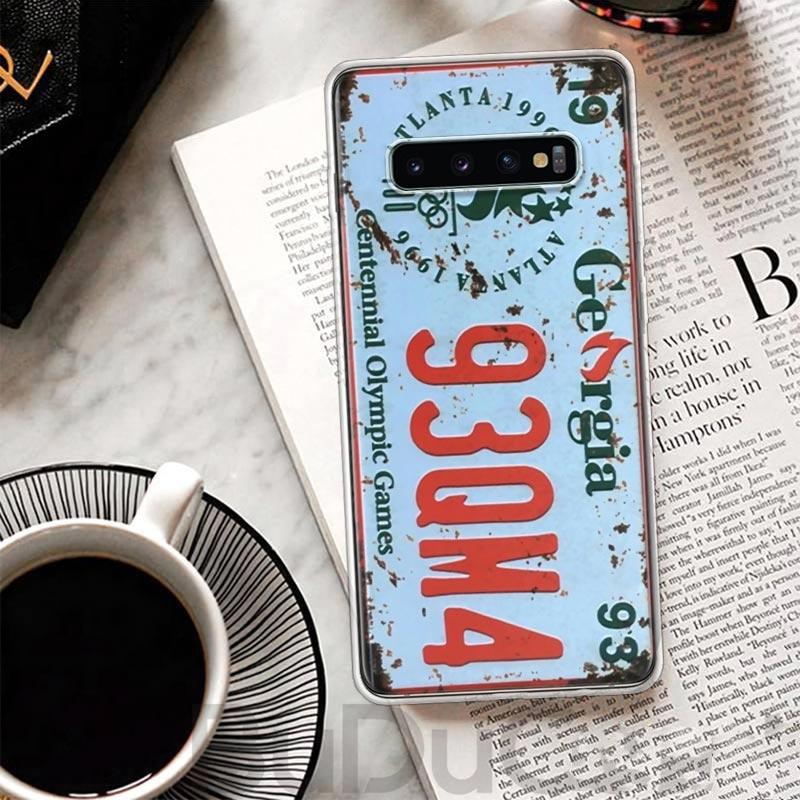 Ретро номерной знак Чехол для телефона Samsung Galaxy M12 M21 M30S M31 M32 M51 M52 Note 20 Ultra 10 Plus 9 8 J4 J6 + J8