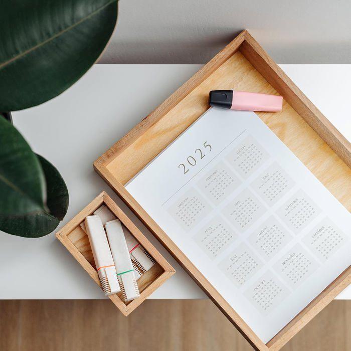 Plateau de rangement - Creative Deco - Bois de hêtre - 36 x 28 x 5 cm - Organisateur - Durable