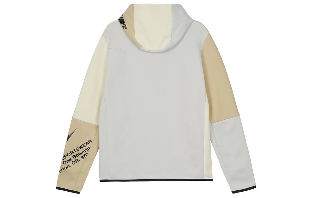 Nike Худи на молнии с принтом Tech Fleece для спорта Светлая кость/Кокосовое молоко/Кунжут/Черный DM6475-072
