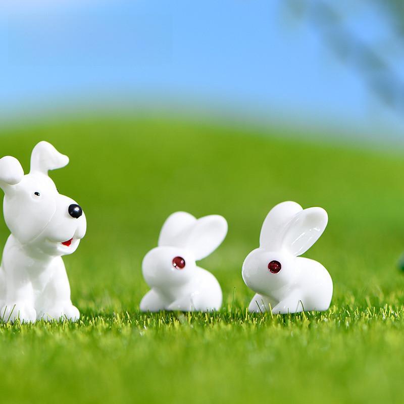 Cute Cartoon-style Red And White Rabbit Ornaments For Diy Mini Scenery Projects