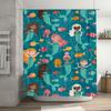 Mermaid Tail Shower Curtain Children's Bath Decor Waterproof Fabric Blue Ocean Life Print Home Bathroom Decoration