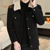 Мужская куртка, пальто, однотонная, с лацканами, застежкой на пуговицы, повседневная куртка, утолщенная бархатная подкладка, верхняя одежда, повседневная одежда