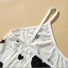 2 Pcs/Set Women Summer Pajamas Suit Adjustable Strap Sleeveless Heart Print Crop Top Shirring Bedroom Sleepwear Set