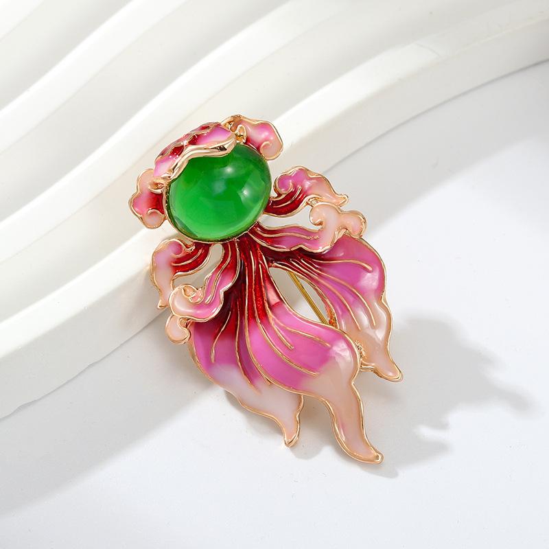 Голубая масляная капающая маленькая золотая рыбка Guofeng, женская высококачественная имитация эмали, цветной карп, корсаж, одежда с аксессуарами