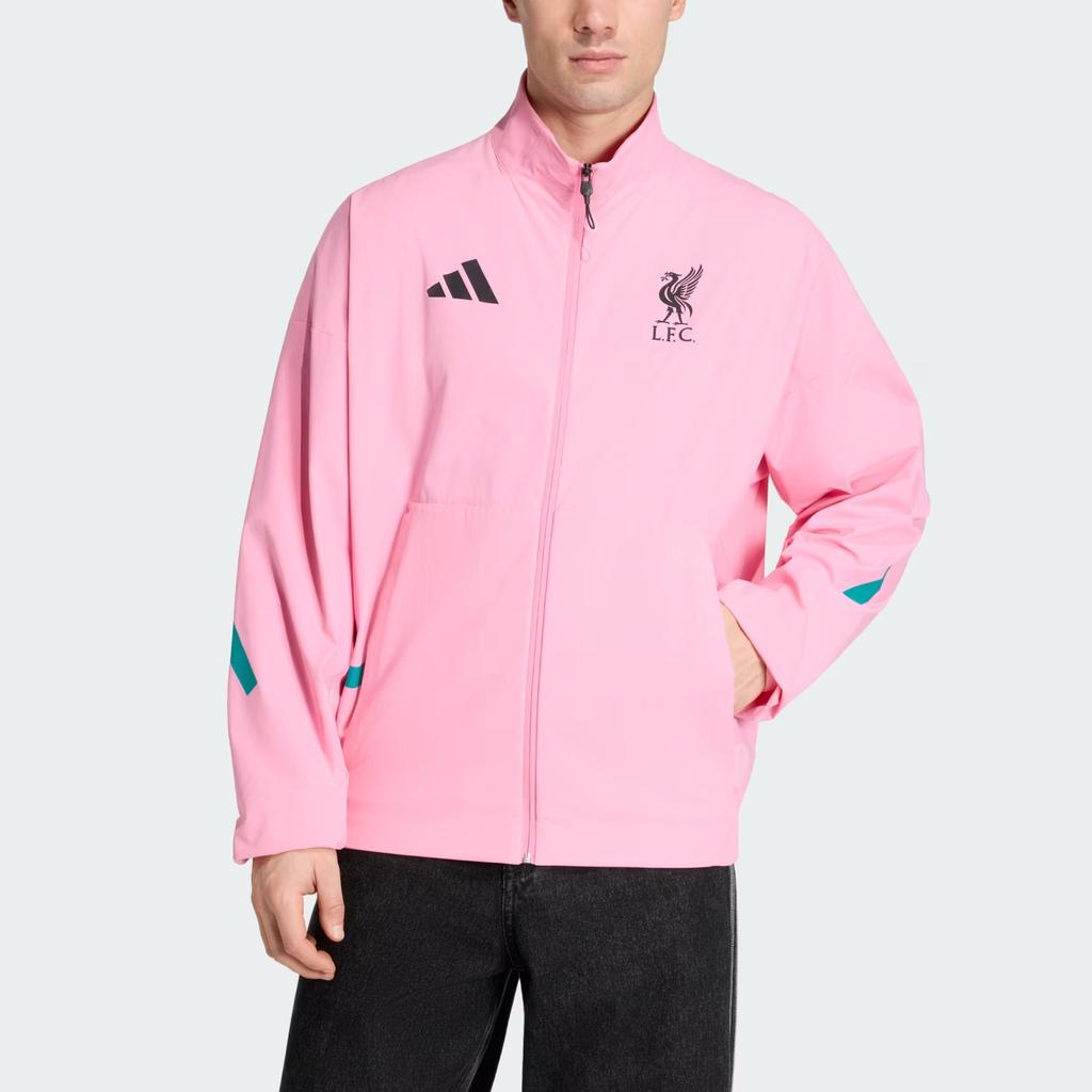 adidas ЗНЕ. Мужская куртка с воротником-стойкой и длинным рукавом, свободного кроя, с молнией, ФК Ливерпуль, официальная, KC7810