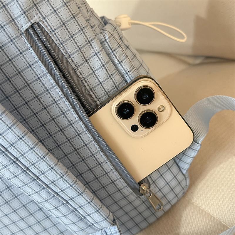 Кампусный школьный рюкзак в клетку, рюкзак большой вместимости для путешествий, легкий