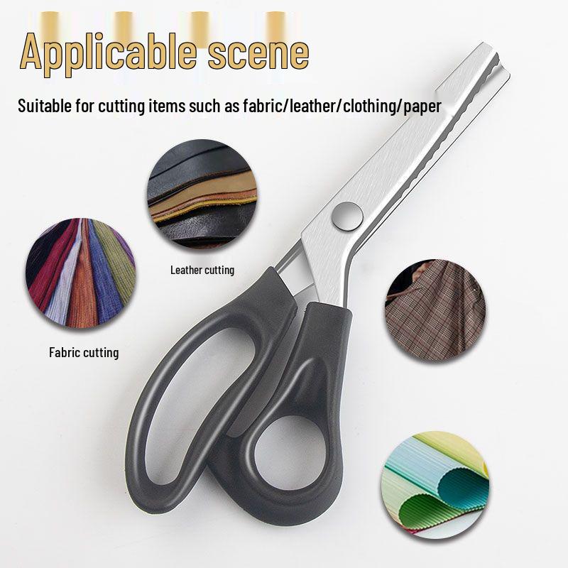 Кружевной оверлок без шитья, фигурные ножницы: Большие волнистые портновские ножницы из нержавеющей стали для краев