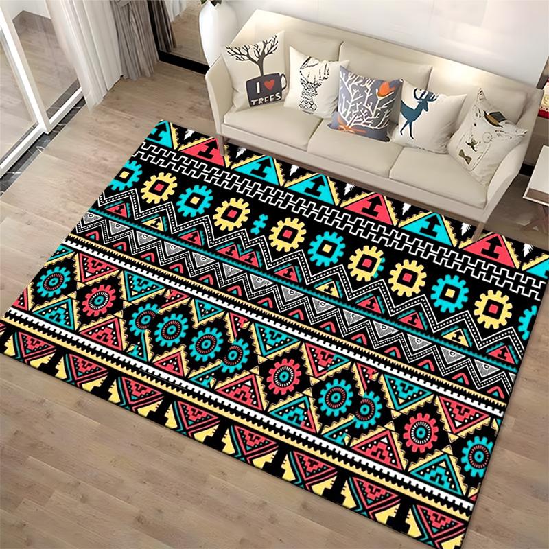 Aztec Tribal Pattern Vibrant Rug Non-slip rug suitable for living room and bedroom sofas