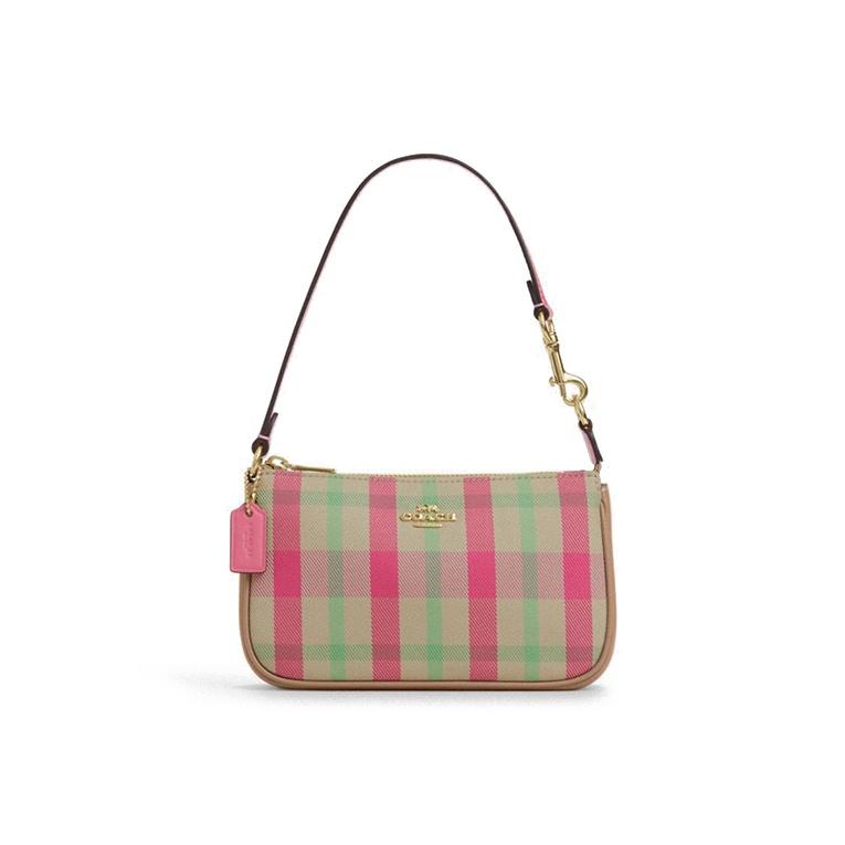 Coach Nolita 19 Винтажная клетка Застежка-молния Тканевая сумка Маленькие женские сумки Розовый CBK65-IMPMC