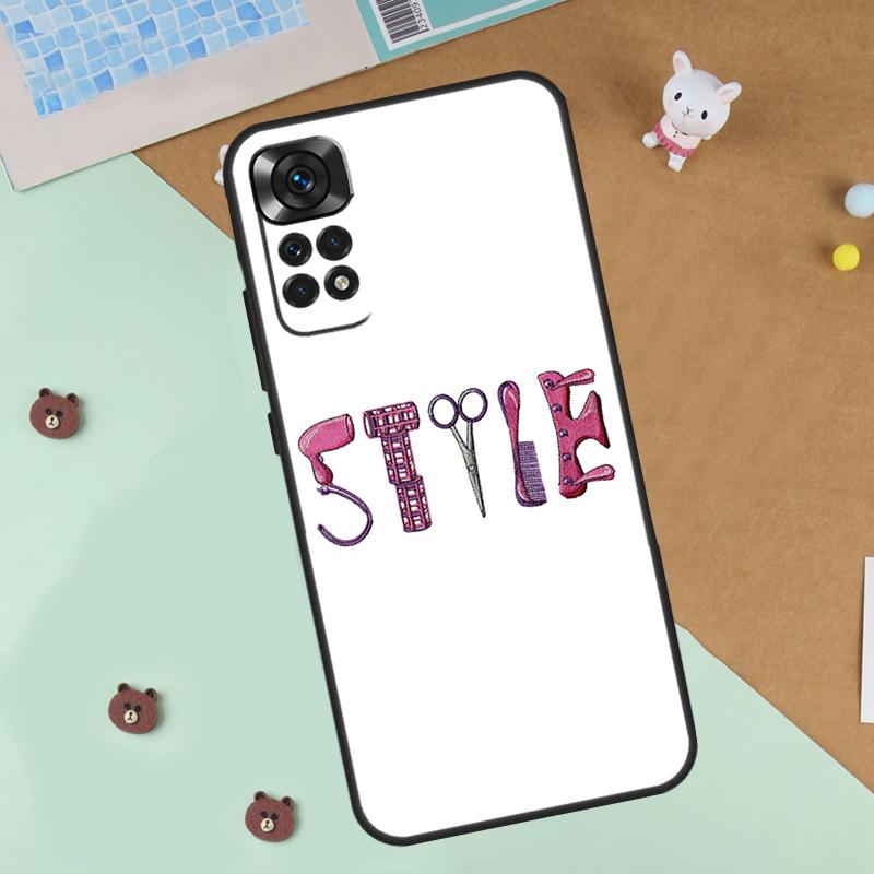 Hair Stylist Scissors Brush Switch Case For Xiaomi Redmi 14C 10C 12C 13C Cover For Redmi Note 14 Pro 13 9 10 11 12 10S 11S 12S