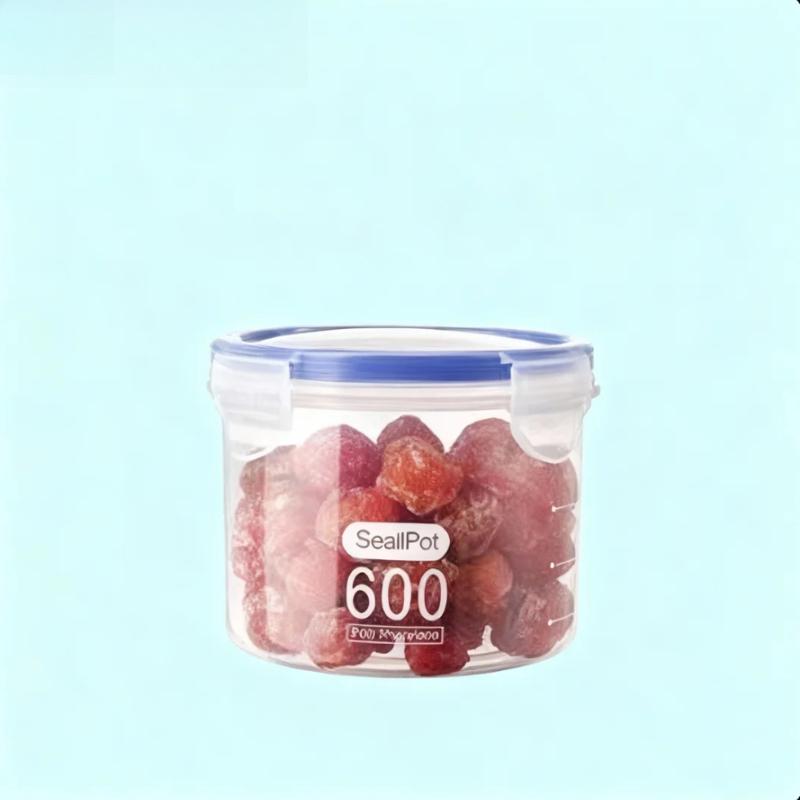 Round Transparent Plastic Sealed Food Storage Container with Lid for Kitchen Dry Food Milk Powder Grains