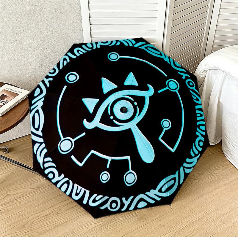 Eye Symbol 8 Ribs 3Fold Black Glue Uv Protection Umbrella Sun Protection Rainproof Compact Folding Umbrella For Travel Daily Use C92331
