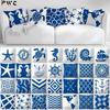 Decorative Throw Pillows Blue Geometry Pillow Cover 45x45 Polyester Cushion Cover Marine Life Pillowcase Cushions Home Decor