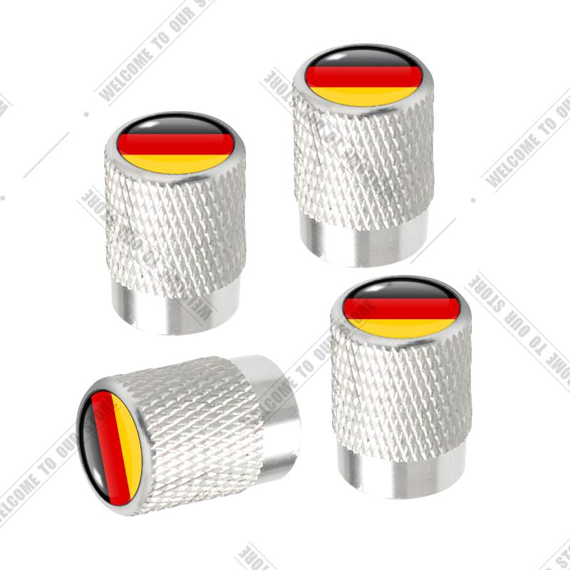 cqdjvy1 Car CNC Aluminum Germany Italy France Tricolor Flag Emblem For Citroen Peugeot Fiat Kia 4pcs Tire Valve Air Port Stem Cover Caps