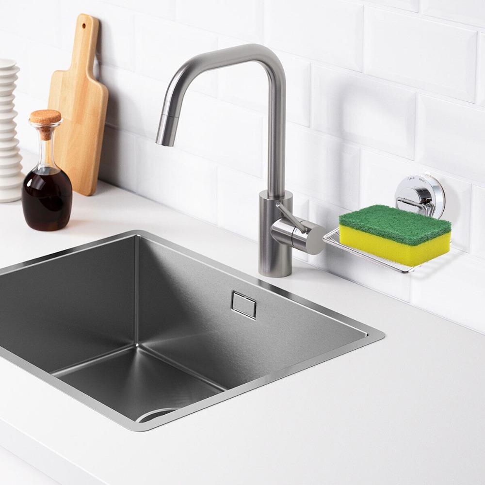 Silver Soap Box Strong Suction Soap Storage Rack Creative Soap Dish Holder