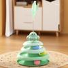 Rotating Cat Toy with 3-Tier Hollow Tracks Colorful Balls Detachable Portable Playground for Cats Interactive Cat Stick Turntable for Boredom Relief