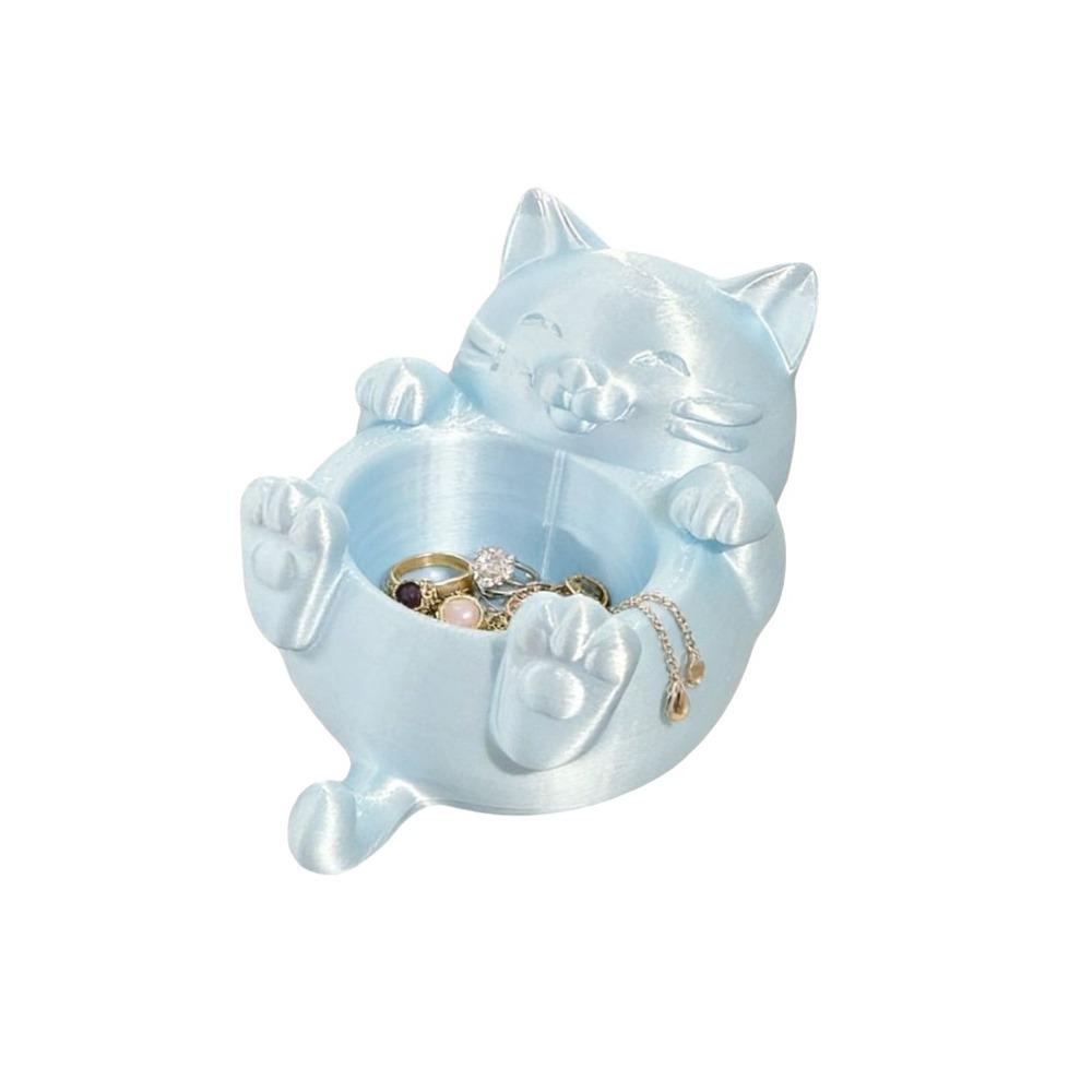 Cute 3D Printed Trinket Holder Plastic Jewelry Storage Box Modern Lucky Cat Storage Box  Office