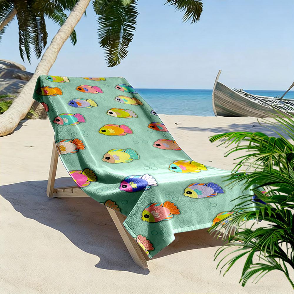 Colorful Fish Pattern Towel Beach Towel Quick-drying for Travel Outdoor Sports Jogging Beach and Swimming