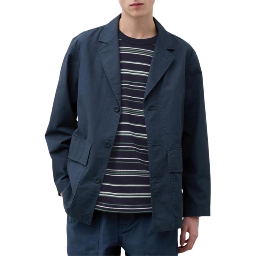 Uniqlo Однотонная фактурная однобортная куртка с лацканами Мужские куртки Темно-синий 467024-68