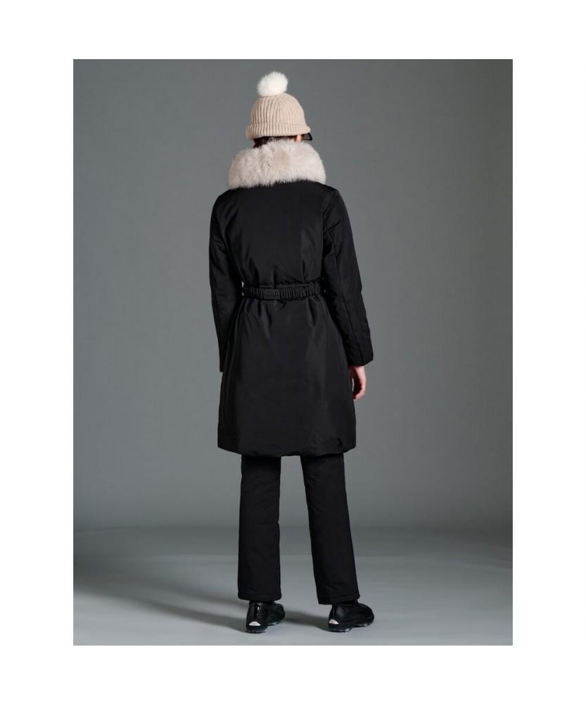 Beanpole Golf Women'S Mid-Length Belted Down Jacket - Black