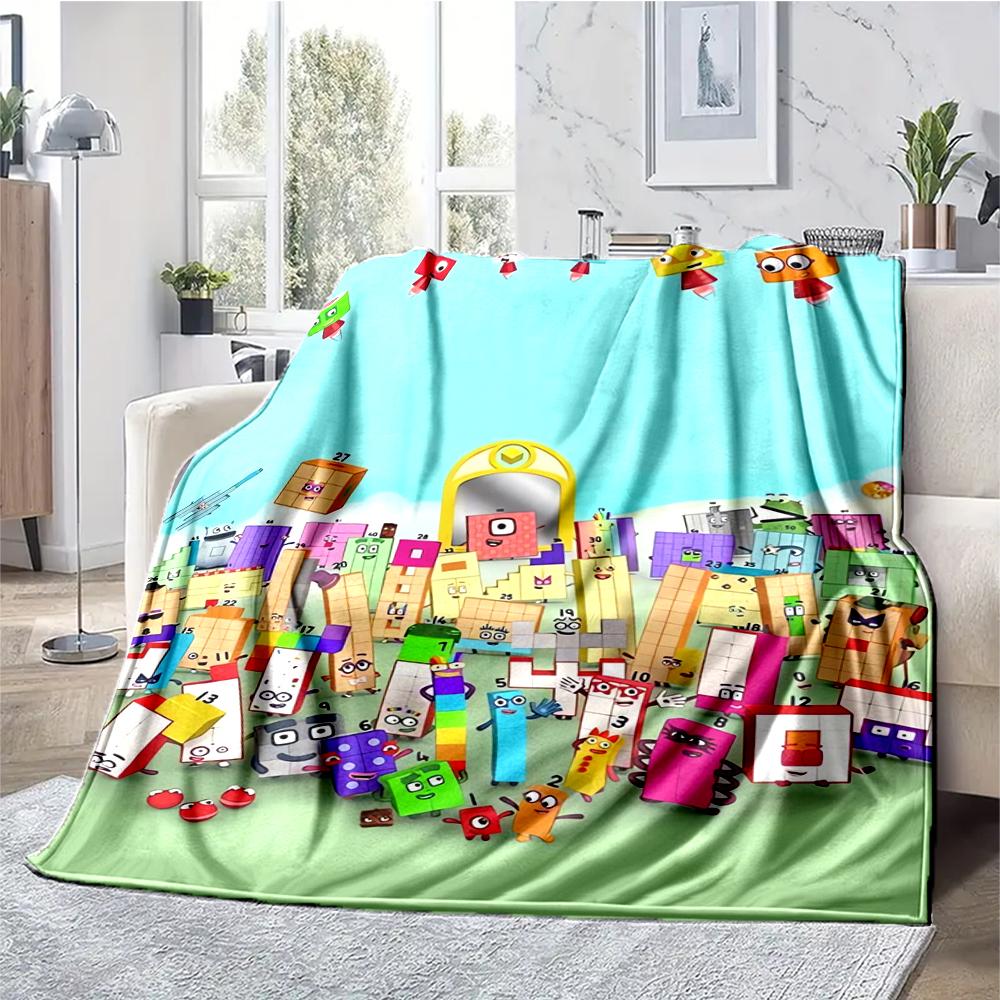 Numberblocks Theme Printed Blanket - Perfect for Couch, Bed, Travel & Outdoor Use | Machine Washable, Cozy & Durable.
