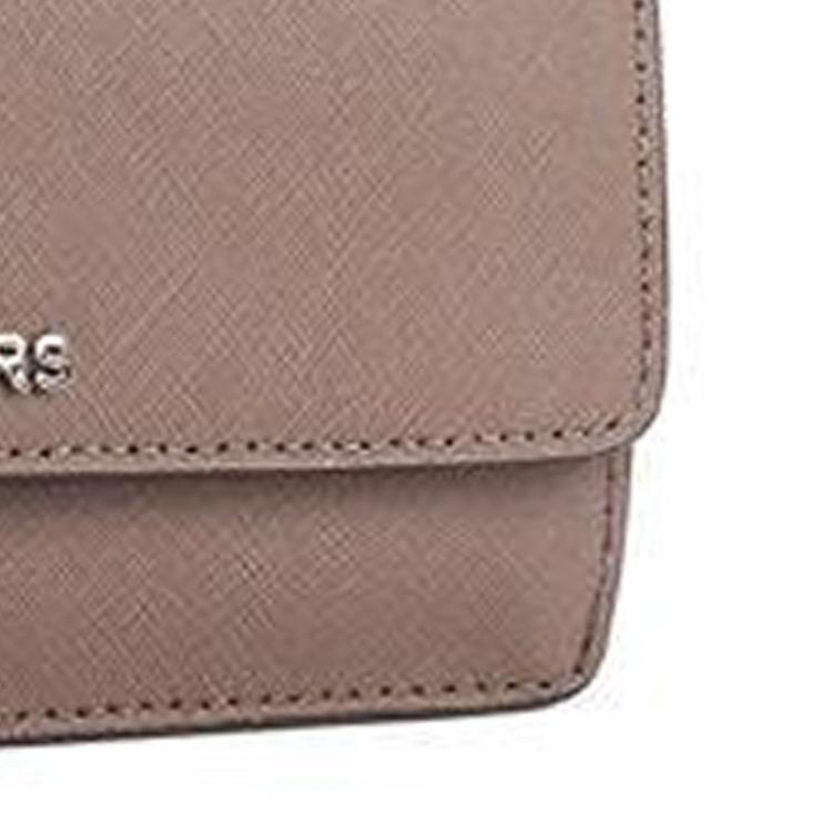 Michael Kors Женский кожаный кошелек-портмоне с клапаном и длинным лого-письмом, три в одном, серо-коричневый 35F7STVE1T