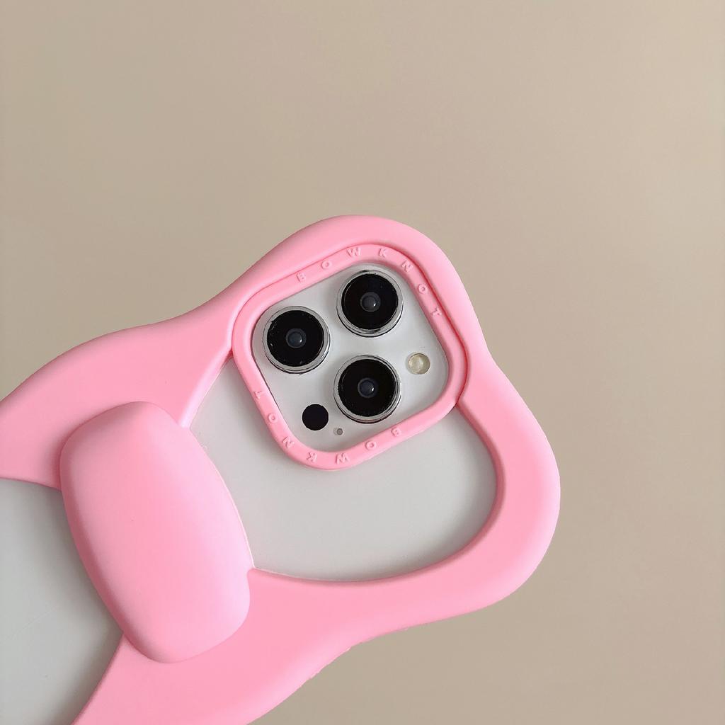 For iPhone 15 Pro Silicone Case Cute Hollow Butterfly Bow Design Shockproof Phone Back Cover