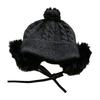 Ear Protection Knitted Trapper Hat Plush Wool Cap Cute Pompom Beanie with Earflap  Boy