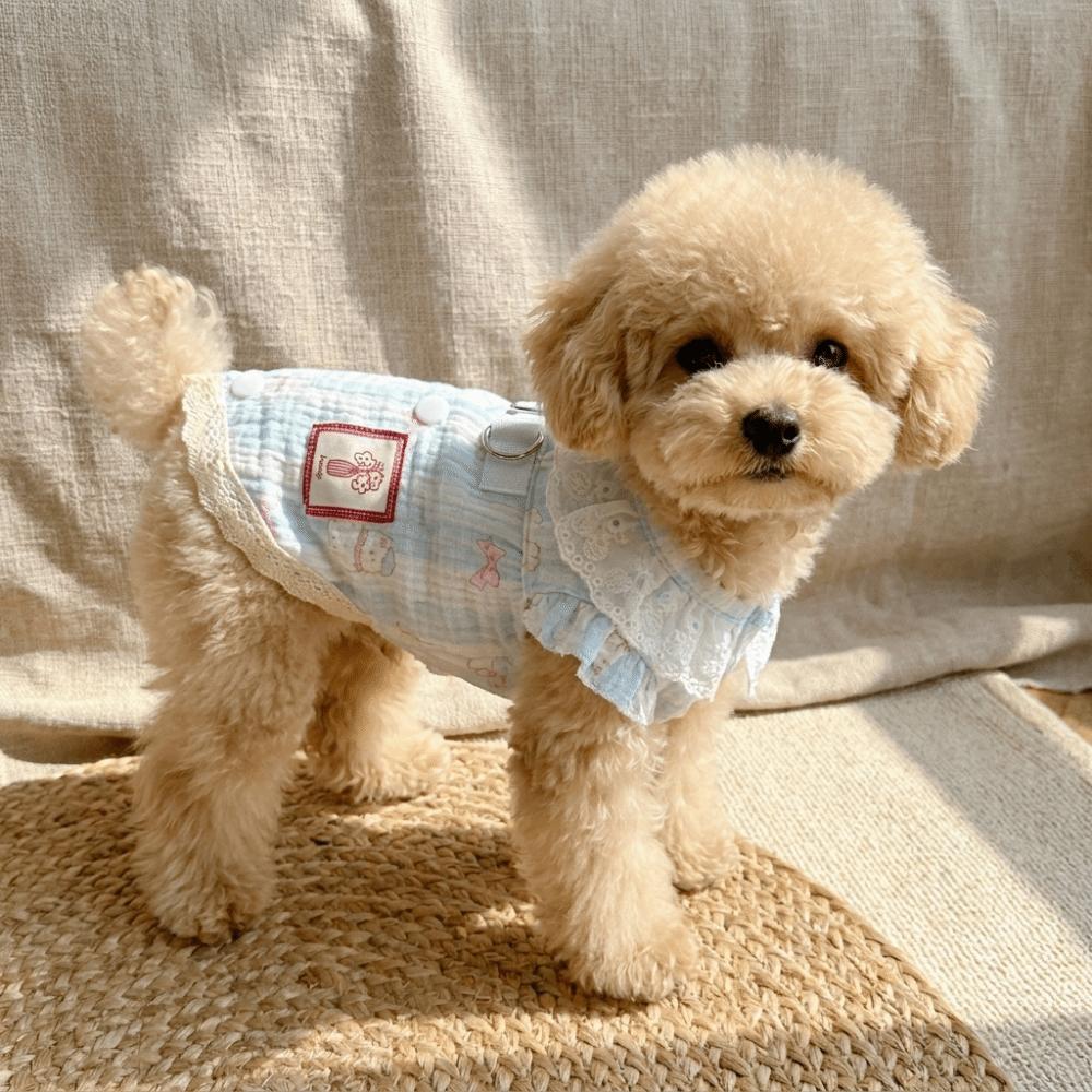 Cotton Pet Flying Sleeves Skirt Thin Breathable Puppy Skirt Cute Dog Cooler Clothes Daily Use
