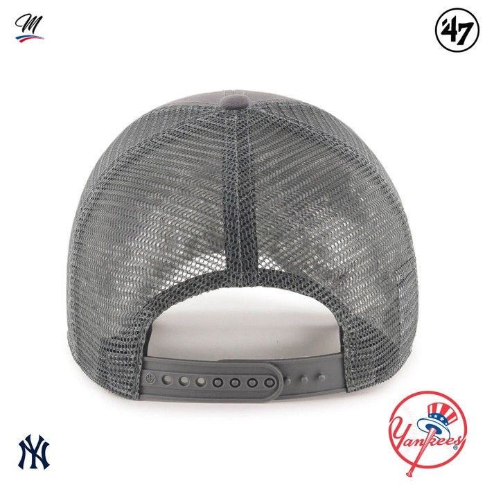 Casquette Trucker - 47 Brand - New York Yankees BRANSON - Gris Foncé - Ajustable - Style Urbain